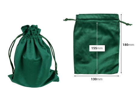 Vrećica od velura 130x180mm, u zelenoj boji - 50 kom-dimenzije_slike