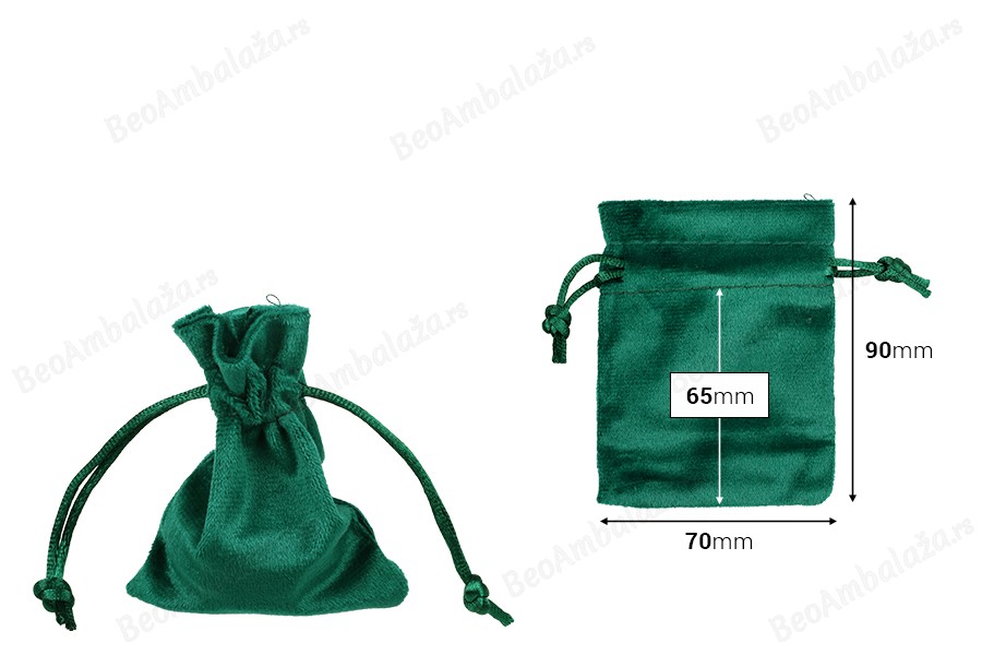 Vrećica od velura 70x90mm, u zelenoj boji - 50 kom-dimenzije_slike