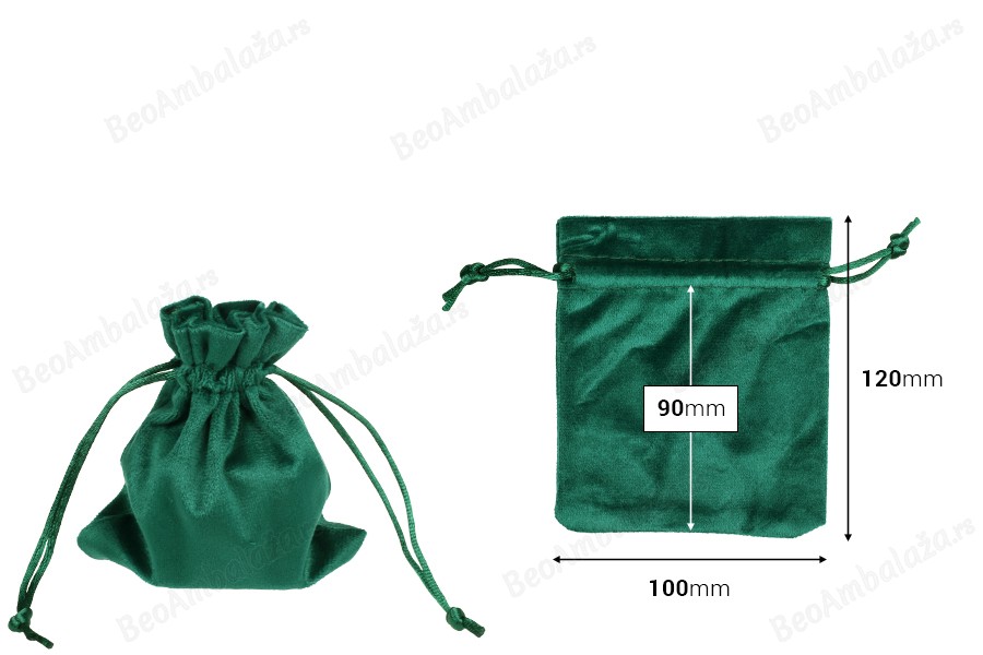 Vrećica od velura 100x120mm, u zelenoj boji - 50 kom-dimenzije_slike
