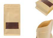 Kraft Doy Pack kesice sa "zip" zatvaranjem 100x60x200 mm, ventilom, prozorom, unutrašnjom i spoljašnjom providnom oblogom i mogućnost termo zatvaranja  - 25 kom-slika_proizvoda