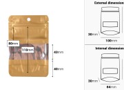 Aluminijumske DoyPack kesice sa zip zatvaranjem, prozorom, ovalnim dnom i sa mogućnošću termo lepljenja 100x30x150mm - 100kom-dimenzije_slike