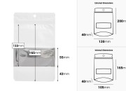 Aluminijumske DoyPack kesice sa zip zatvaranjem, prozorom, ovalnim dnom i sa mogućnošću termo lepljenja 120x40x200mm - 100kom-dimenzije_slike