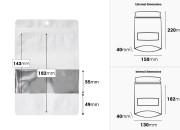 Aluminijumske DoyPack kesice sa zip zatvaranjem, prozorom, ovalnim dnom i sa mogućnošću termo lepljenja 150x40x220mm - 100kom-dimenzije_slike