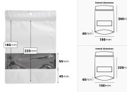 Aluminijumske DoyPack kesice sa zip zatvaranjem, prozorom, ovalnim dnom i sa mogućnošću termo lepljenja 180x40x260mm - 100kom-dimenzije_slike