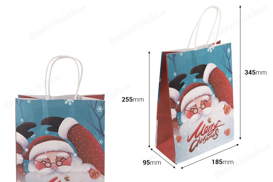 Božićne papirne poklon kese 185x95x255 mm sa ručkom - 12 kom-dimenzije_slike