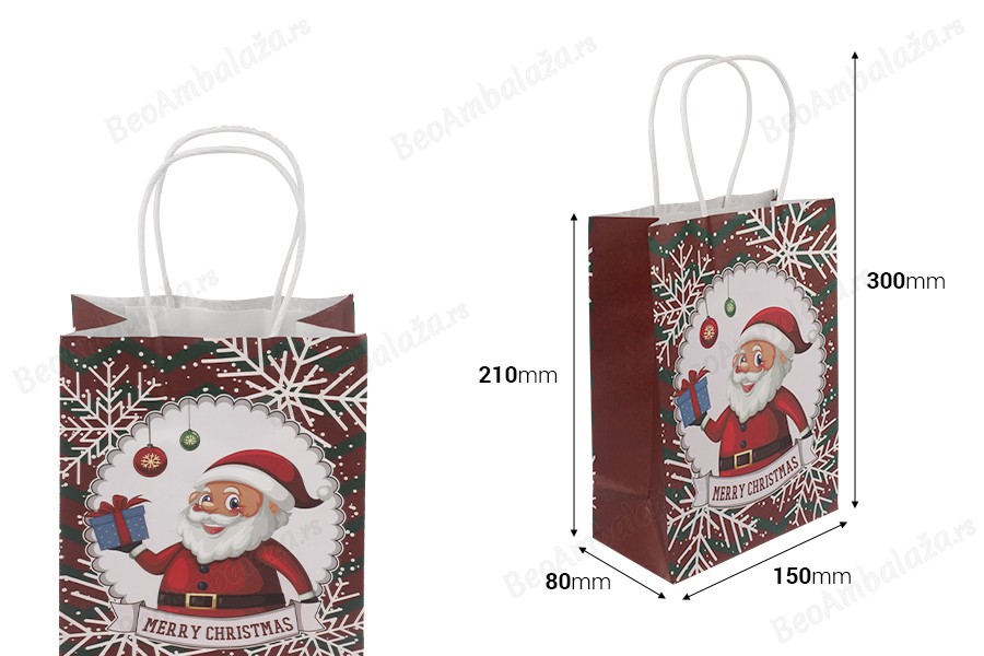 Papirne poklon kese sa Božićnim motivima, dimenzija 150x80x210 mm sa ručkom - 12 kom-dimenzije_slike