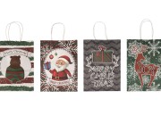 Papirne poklon kese sa Božićnim motivima, dimenzija 185x95x255 mm sa ručkom - 12 kom-grupa_slika