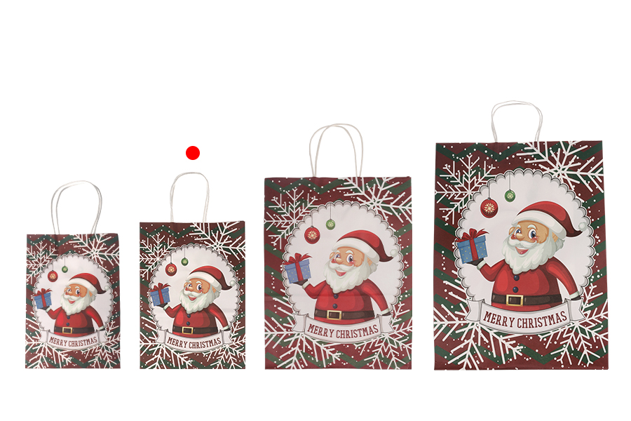 Papirne poklon kese sa Božićnim motivima, dimenzija 185x95x255 mm sa ručkom - 12 kom-grupa_slika
