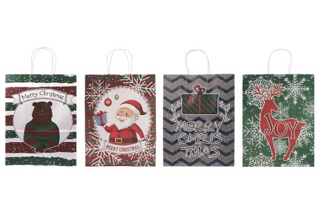 Papirne poklon kese sa Božićnim motivima, dimenzija 255x125x330 mm sa ručkom - 12 kom-grupa_slika