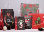 Elegantne papirne poklon kese sa Božićnim motivima, dimenzija 185x95x255 mm sa ručkom - 12 kom