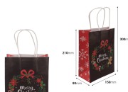Elegantne papirne poklon kese sa Božićnim motivima, dimenzija 150x80x210 mm sa ručkom - 12 kom-dimenzije_slike