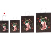 Elegantne papirne poklon kese sa Božićnim motivima, dimenzija 150x80x210 mm sa ručkom - 12 kom-grupa_slika