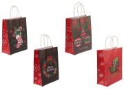 Elegantne papirne poklon kese sa Božićnim motivima, dimenzija 185x95x255 mm sa ručkom - 12 kom