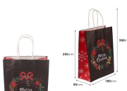 Elegantne papirne poklon kese sa Božićnim motivima, dimenzija 185x95x255 mm sa ručkom - 12 kom