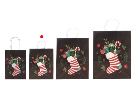 Elegantne papirne poklon kese sa Božićnim motivima, dimenzija 185x95x255 mm sa ručkom - 12 kom-grupa_slika