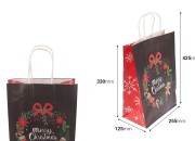 Elegantne papirne poklon kese sa Božićnim motivima, dimenzija 255x125x330 mm sa ručkom - 12 kom-dimenzije_slike
