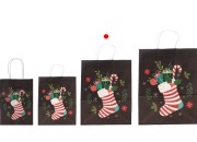 Elegantne papirne poklon kese sa Božićnim motivima, dimenzija 255x125x330 mm sa ručkom - 12 kom-grupa_slika