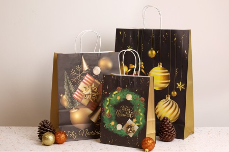 Papirne kese sa Božićnim motivima, dimenzija 185x95x255 mm sa ručkom - 12 kom-grupa_slika