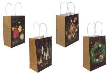 Papirne kese sa Božićnim motivima, dimenzija 150x80x210 mm sa ručkom - 12 kom-slika_proizvoda