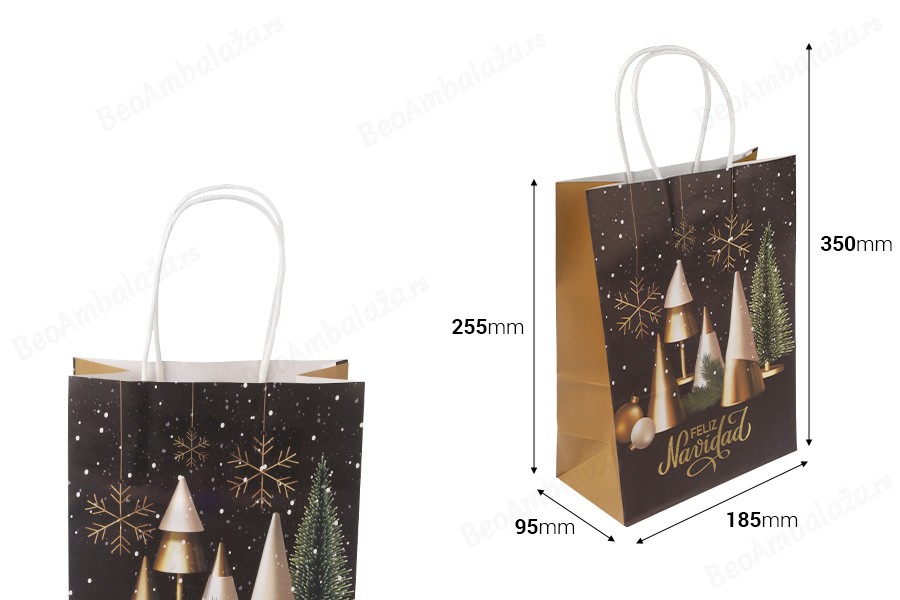 Papirne kese sa Božićnim motivima, dimenzija 185x95x255 mm sa ručkom - 12 kom-dimenzije_slike