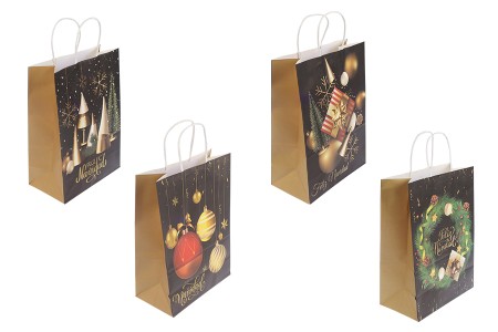 Papirne kese sa Božićnim motivima, dimenzija 255x125x330 mm sa ručkom - 12 kom-slika_proizvoda