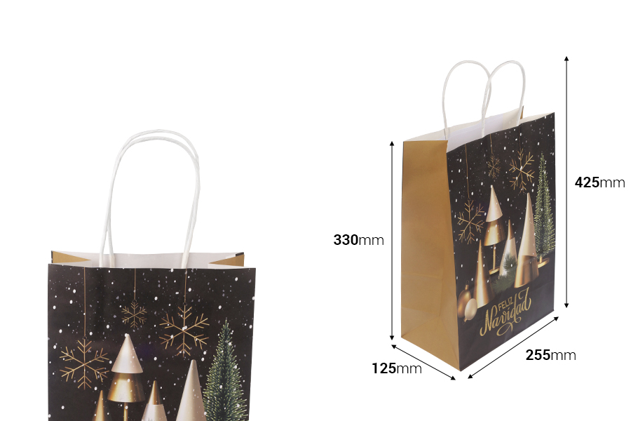 Papirne kese sa Božićnim motivima, dimenzija 255x125x330 mm sa ručkom - 12 kom