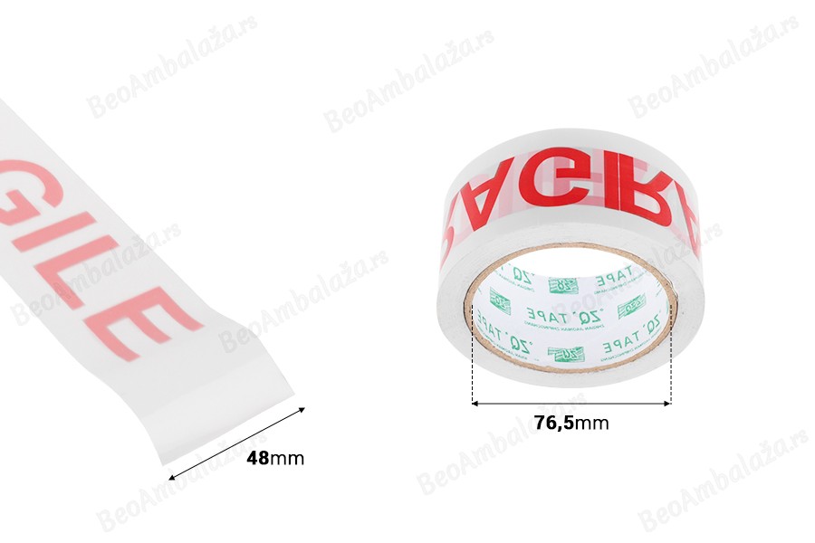 Lepljiva traka Fragile (lomljivo) širine 48mm - 1 komad 75m - 6 kom-dimenzije_slike