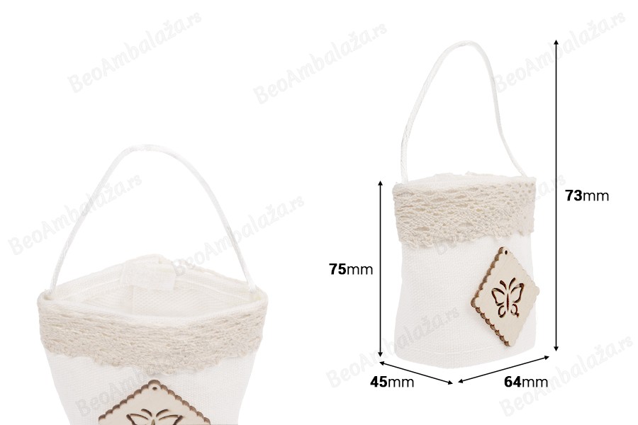 Ručno izrađene vrećice u krem-beloj boji, 64x45x73mm - 12 kom-dimenzije_slike