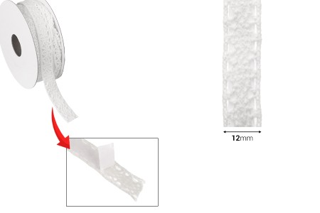 Bela čipka širine 12mm sa samolepljivom trakom - komad je 4,6 metara-dimenzije_slike