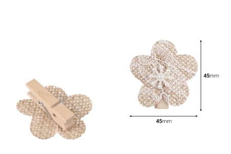 Ručno izrađeni cvetići od materijala na štipaljci, 6 komada-dimenzije_slike