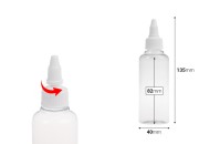 Flašica PET 100mL providna sa belim twist up zatvaračem "unicorn" za elektronske cigarete - 50 kom-dimenzije_slike
