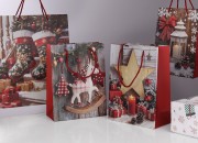 Božićne papirne poklon kese sa konjićem, dimenzija 260x100x320 mm (210 g) sa ručkom - 12 kom-grupa_slika