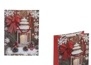 Božićne papirne poklon kese sa fenjerom, dimenzija 180x85x240 mm (210 g) sa ručkom - 12 kom-slika_proizvoda
