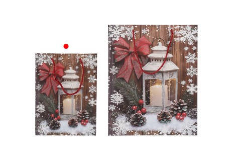 Božićne papirne poklon kese sa fenjerom, dimenzija 180x85x240 mm (210 g) sa ručkom - 12 kom-grupa_slika