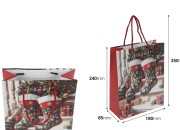 Božićne papirne poklon kese sa čarapom, dimenzija 180x85x240 mm (210 g) sa ručkom - 12 kom-dimenzije_slike
