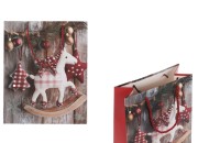 Božićne papirne poklon kese sa konjićem, dimenzija 260x100x320 mm (210 g) sa ručkom - 12 kom-slika_proizvoda
