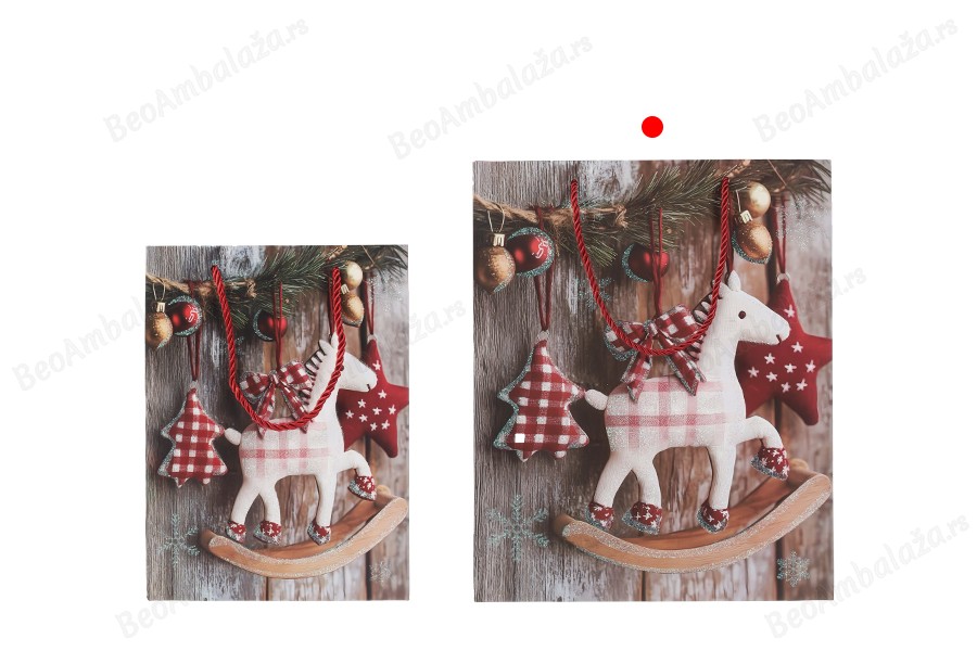 Božićne papirne poklon kese sa konjićem, dimenzija 260x100x320 mm (210 g) sa ručkom - 12 kom-grupa_slika