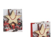 Božićne papirne poklon kese sa zvezdom, dimenzija 260x100x320 mm (210 g) sa ručkom - 12 kom-slika_proizvoda