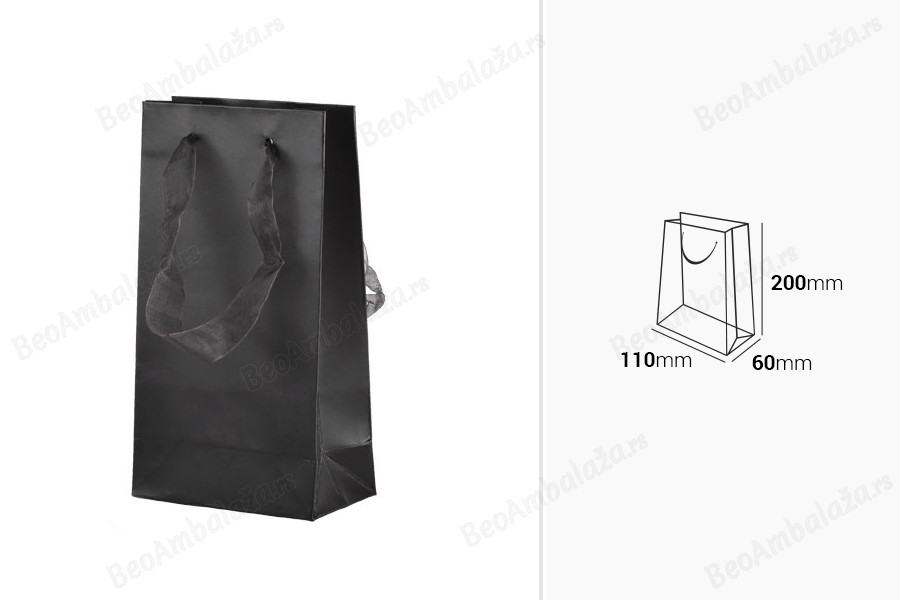 Laminirana papirna poklon kesa 110x60x200 mm sa ručkom od tila od 2 cm u raznim bojama-dimenzije_slike