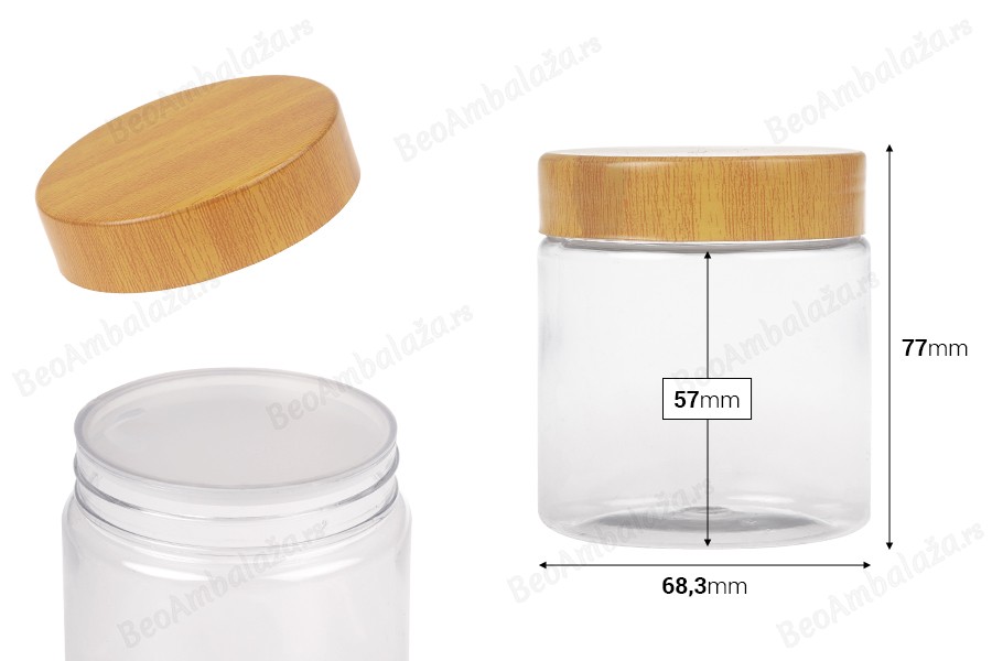 Providna PET teglica 200 mL sa zatvaračem sa dezenom drveta i plastičnim međupoklopcem - 12 kom-dimenzije_slike