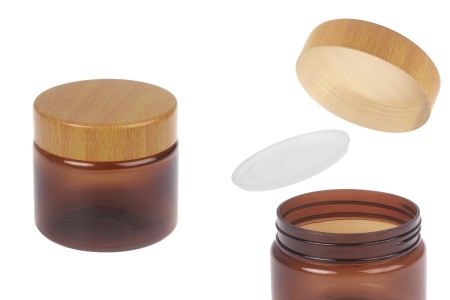 Karamel PET teglica 150 mL sa zatvaračem sa dezenom drveta i plastičnim međupoklopcem - 12 kom-slika_proizvoda