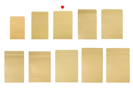 Kraft DoyPack kesice sa zip zatvaranjem, unutrašnjom aluminijumskom oblogom, ovalnim dnom i sa mogućnošću termo zatvaranja 130x40x185 mm – 50 kom-grupa_slika