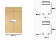 Kraft DoyPack kesice sa zip zatvaranjem, unutrašnjom aluminijumskom oblogom, ovalnim dnom i sa mogućnošću termo zatvaranja 150x40x240 mm – 50 kom-dimenzije_slike