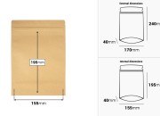 Kraft DoyPack kesice sa zip zatvaranjem, unutrašnjom aluminijumskom oblogom, ovalnim dnom i sa mogućnošću termo zatvaranja 170x40x240 mm – 50 kom-dimenzije_slike