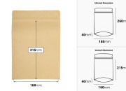 Kraft DoyPack kesice 180x40x260 mm sa zip zatvaranjem, unutrašnjom aluminijumskom oblogom, ovalnim dnom i sa mogućnošću termo zatvaranja – 50 kom-dimenzije_slike