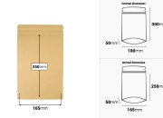 Kraft DoyPack kesice 180x50x300 mm sa zip zatvaranjem, unutrašnjom aluminijumskom oblogom, ovalnim dnom i sa mogućnošću termo zatvaranja – 50 kom-dimenzije_slike