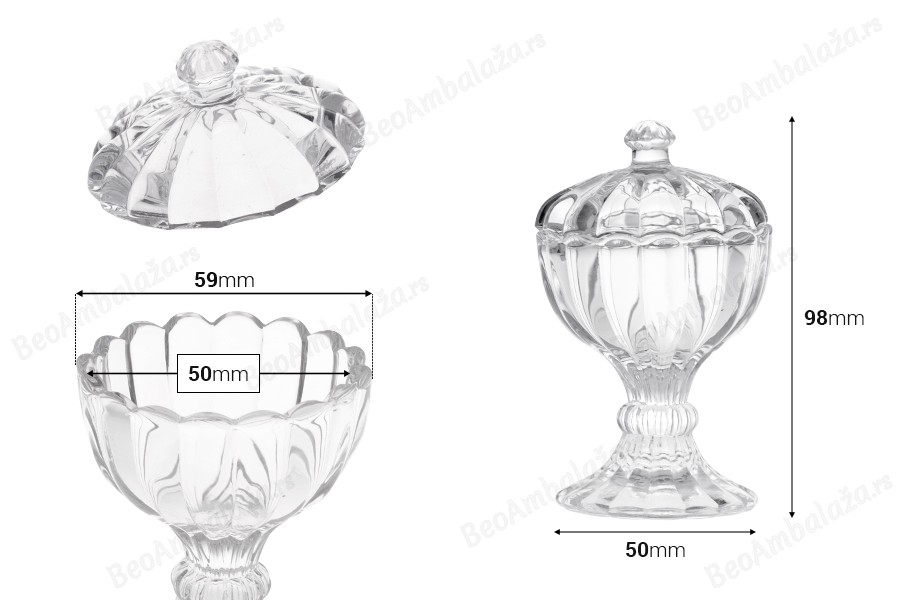 Staklena fondanjera 98x59 mm sa postoljem i poklopcem-dimenzije_slike