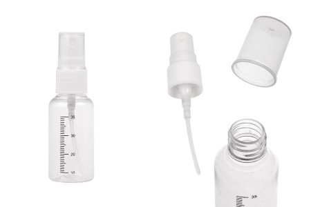 Providna plastična flašica 35mL sa mernim oznakama, sprejom i zatvaračem - 12 kom-slika_proizvoda