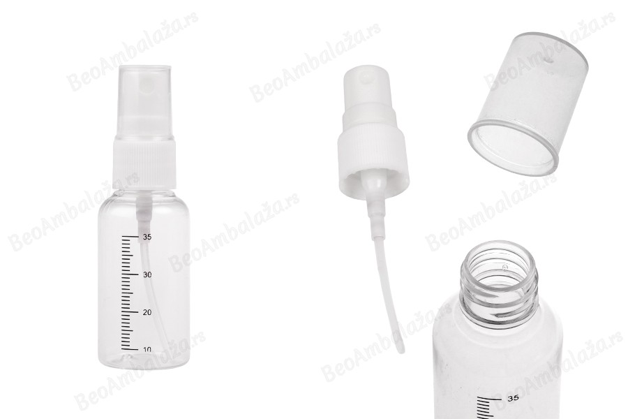 Providna plastična flašica 35mL sa mernim oznakama, sprejom i zatvaračem - 12 kom-slika_proizvoda