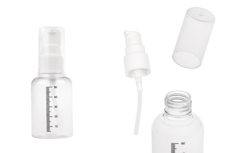 Plastična flašica 50mL za kreme sa mernim oznakama, pumpicom i zatvaračem - 24 kom-slika_proizvoda